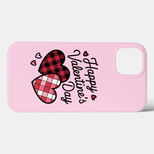 Gelukkige Valentijnsdag Leopard Plaid Love Heart Case-Mate iPhone Case (Achterkant (horizontaal))
