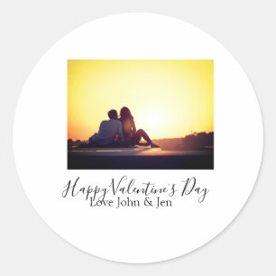 Gelukkige Valentijnsdag liefde voeg naam foto toe  Ronde Sticker
