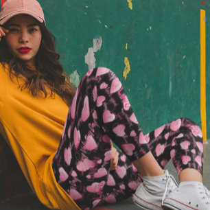 Gelukkige Valentijnsdag Liefdes Script Roze Harten Leggings