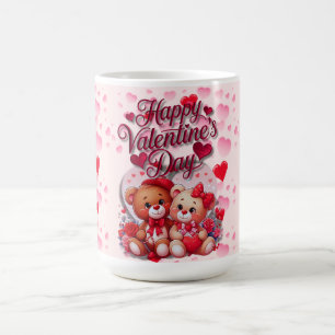 Gelukkige Valentijnsdag Loving Teddy Bear paar Koffiemok