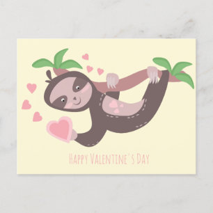 Gelukkige Valentijnsdag Luiaard Hartjes Illustrati Briefkaart