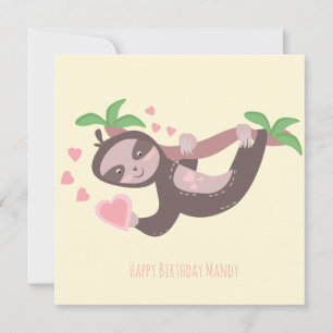 Gelukkige Valentijnsdag Luiaard Hartjes Verjaardag Kaart