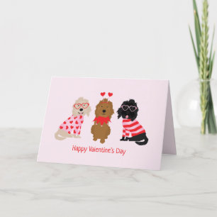 Gelukkige Valentijnsdag Mini Goldendoodle Honden Feestdagen Kaart