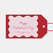 Gelukkige Valentijnsdag Modern Trendy Roze & Rood Cadeaulabel (Voorkant (Horizontaal))