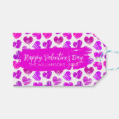 Gelukkige Valentijnsdag Moderne Rode Roze Harten N Cadeaulabel (Voorkant (Horizontaal))