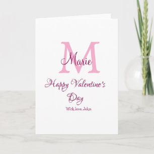 Gelukkige valentijnsdag monogram roze naam liefde  kaart