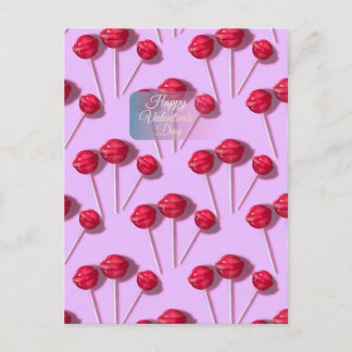 Gelukkige Valentijnsdag Mooie Lollypop Patroon Roz Briefkaart