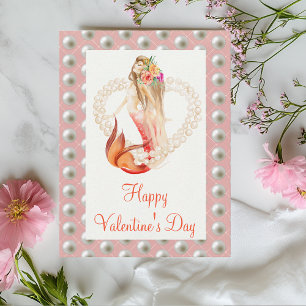 Gelukkige Valentijnsdag Mooie Zeemeermin Parels Briefkaart