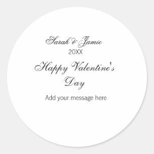 Gelukkige Valentijnsdag naam datum bericht eenvoud Ronde Sticker