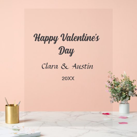 Gelukkige Valentijnsdag naam datum eenvoudig minim Acryl Bord (Huwelijk)