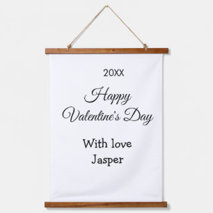 Gelukkige Valentijnsdag naam liefde eenvoudig jaar Hangend Wandkleed