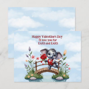 Gelukkige Valentijnsdag Olifant Oren en Oren Feestdagenkaart