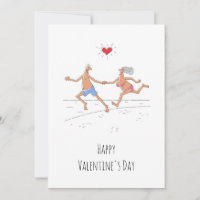 Gelukkige Valentijnsdag paar liefhebbers strand ha