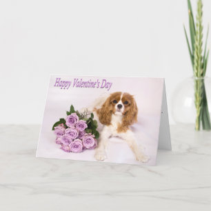 Gelukkige Valentijnsdag Paarse Rozen & puppy Feestdagen Kaart