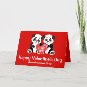 Gelukkige Valentijnsdag Panda Homeschool Coöperati Kaart