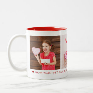 Gelukkige Valentijnsdag Papa 3 Foto Aangepast Tweekleurige Koffiemok