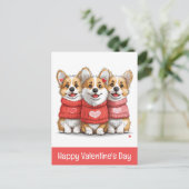 Gelukkige Valentijnsdag Pembroke Welsh Corgi Dogs Briefkaart (Staand voorkant)