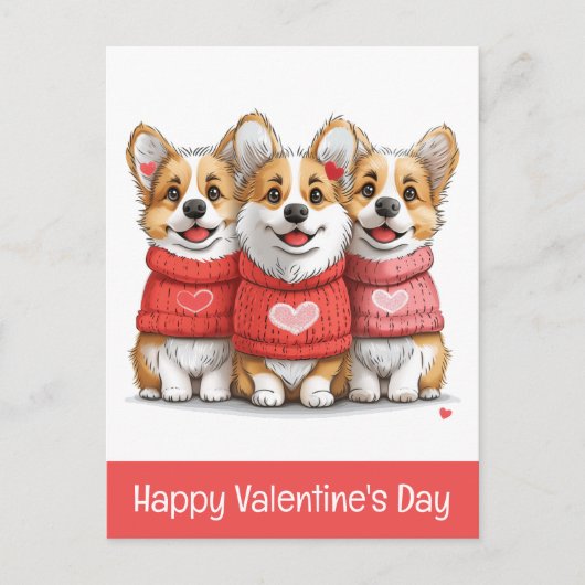 Gelukkige Valentijnsdag Pembroke Welsh Corgi Dogs Briefkaart (Voorkant)