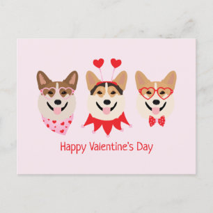 Gelukkige Valentijnsdag Pembroke Welsh Corgi Dogs Briefkaart