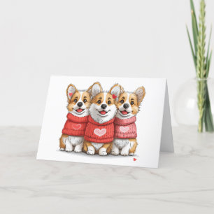 Gelukkige Valentijnsdag Pembroke Welsh Corgi Dogs Feestdagen Kaart