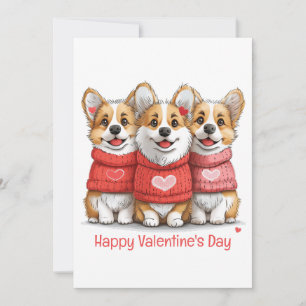Gelukkige Valentijnsdag Pembroke Welsh Corgi Dogs Feestdagenkaart