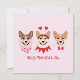 Gelukkige Valentijnsdag Pembroke Welsh Corgi Dogs Feestdagenkaart