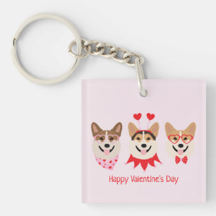 Gelukkige Valentijnsdag Pembroke Welsh Corgi Dogs Sleutelhanger