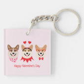 Gelukkige Valentijnsdag Pembroke Welsh Corgi Dogs Sleutelhanger (Achterkant)