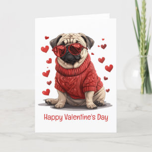 Gelukkige Valentijnsdag Pug Dog Feestdagen Kaart