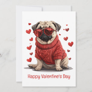 Gelukkige Valentijnsdag Pug Dog Feestdagenkaart