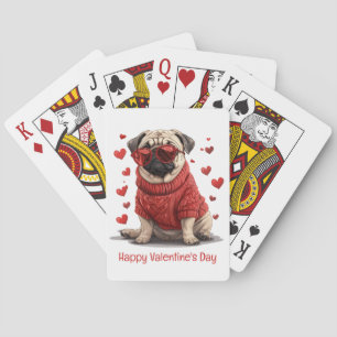 Gelukkige Valentijnsdag Pug Dog Pokerkaarten