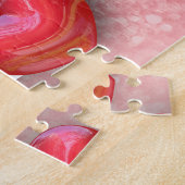 Gelukkige Valentijnsdag Rode 3D Harten Glitter Legpuzzel (Zijkant)