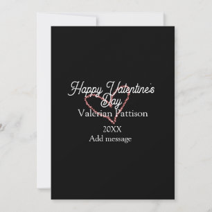 Gelukkige Valentijnsdag rode glitters hart zwarte Feestdagenkaart
