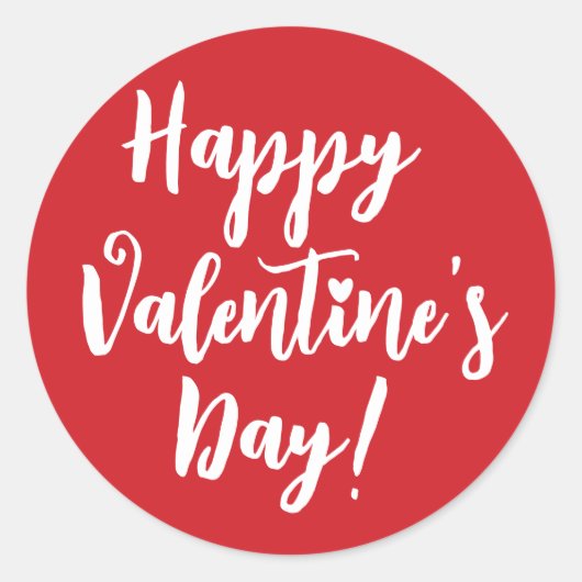 Gelukkige Valentijnsdag rode moderne script typogr Ronde Sticker (Voorkant)