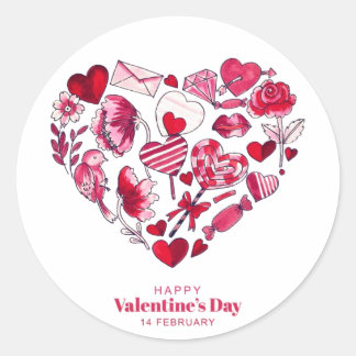 "Gelukkige Valentijnsdag - Romantische liefde" Ronde Sticker