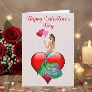 Gelukkige Valentijnsdag Romantische Zeemeermin Kaart