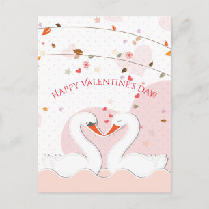 Gelukkige Valentijnsdag Romantische zwanen Harten Feestdagenkaart