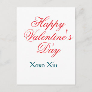 Gelukkige Valentijnsdag rood blauw xoxo liefde naa Briefkaart