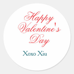 Gelukkige Valentijnsdag rood blauw xoxo liefde naa Ronde Sticker