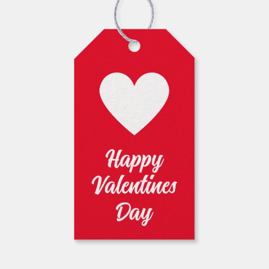 Gelukkige Valentijnsdag rood en wit Cadeaulabel (Achterkant)