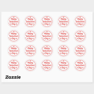 Gelukkige Valentijnsdag, roze en rood, rode harten Ronde Sticker