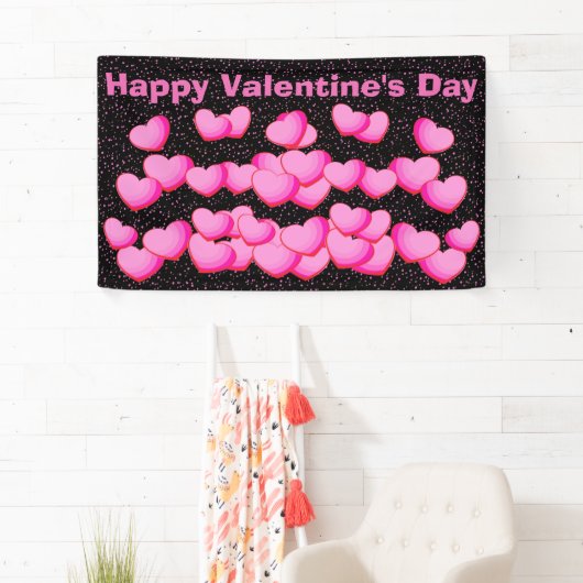 Gelukkige Valentijnsdag  roze hart clusters Spandoek (Insitu)