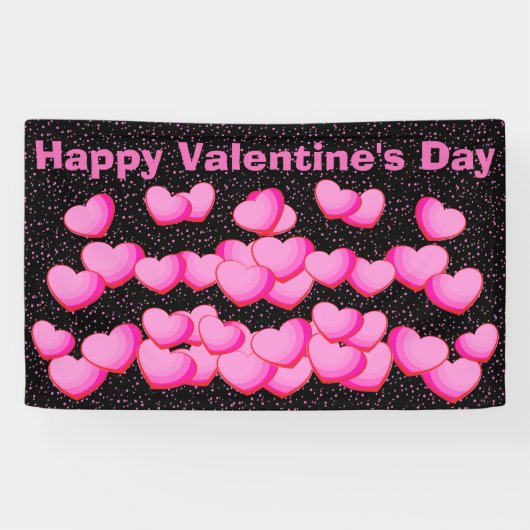 Gelukkige Valentijnsdag  roze hart clusters Spandoek (Horizontaal)