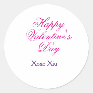 Gelukkige Valentijnsdag roze paars xoxo liefde naa Ronde Sticker