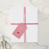 Gelukkige Valentijnsdag Roze & Rode Hart Patroon Cadeaulabel (Met Touw)