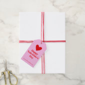 Gelukkige Valentijnsdag Roze Rood Custom Cadeaulabel (Met Touw)