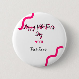 Gelukkige Valentijnsdag roze zwarte spiraal vet le Ronde Button 5,7 Cm