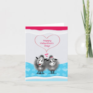 Gelukkige Valentijnsdag Schattige Schapen Groet Feestdagen Kaart