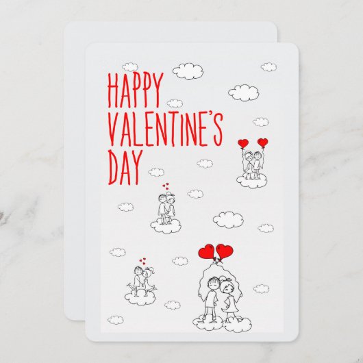 Gelukkige Valentijnsdag Schattigee koppels Feestdagenkaart (Voorkant / Achterkant)