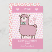 Gelukkige Valentijnsdag Schattigee Llama Blush Pin Feestdagenkaart (Voorkant / Achterkant)